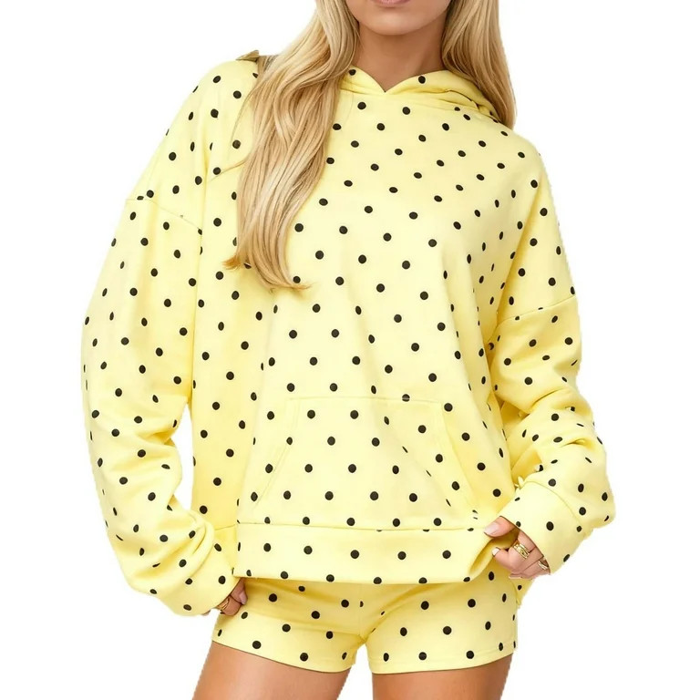 successthop Fleece Hoodies for Women Long Sleeve Top with Pockets Streetwear Polka Dots Trendy Ca... | Walmart (US)