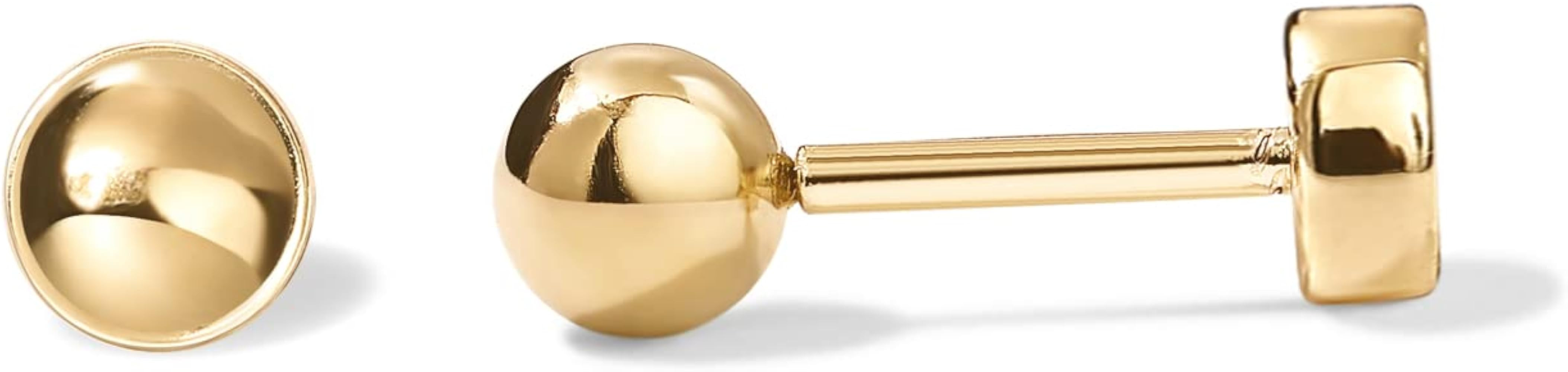 PAVOI 14K Gold Plated Ball Flatback Earrings for Women, Cartilage Stud | Amazon (US)