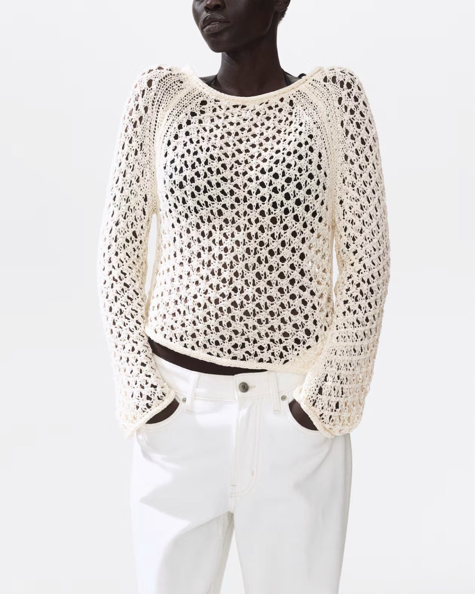 Open knit tie back white sweater

#LTKSeasonal
