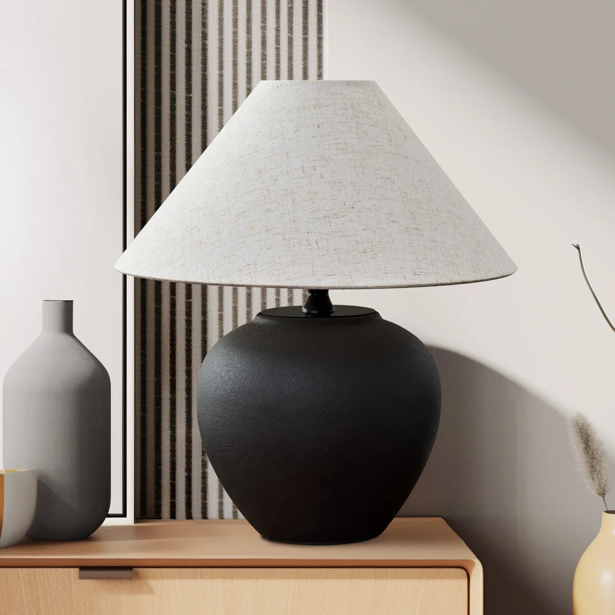 Birdsboro 15.75“ 1 - Light Porcelain Table Lamps With Fabric Lamp Shade | Wayfair North America