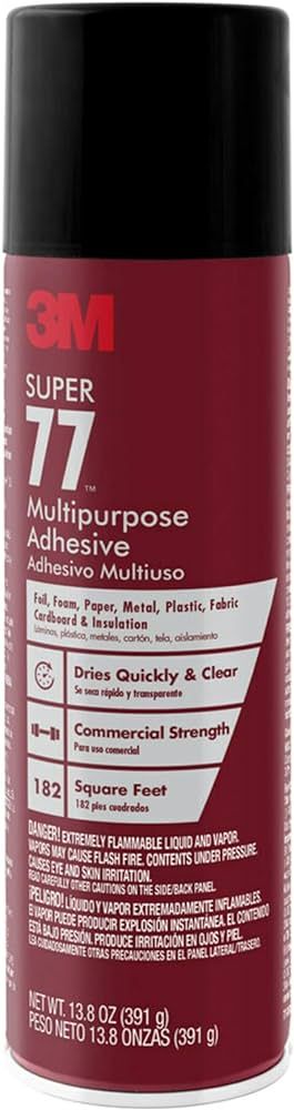3M Super 77 Multipurpose Spray Adhesive, 13.8 oz., Provides Secure Bond In 15 Seconds, Dries Clea... | Amazon (US)