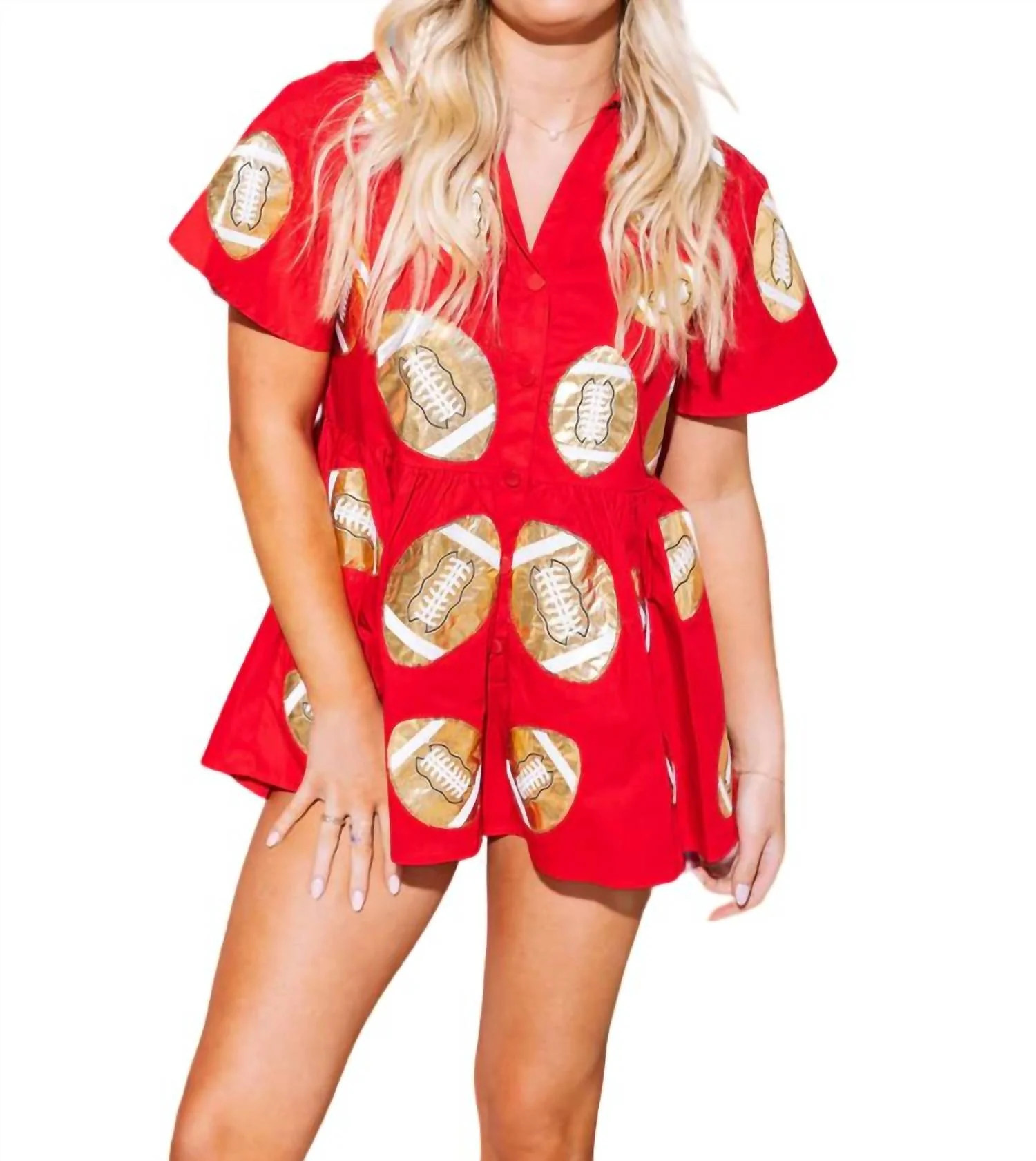 Football Romper In Red & Gold | Shop Simon