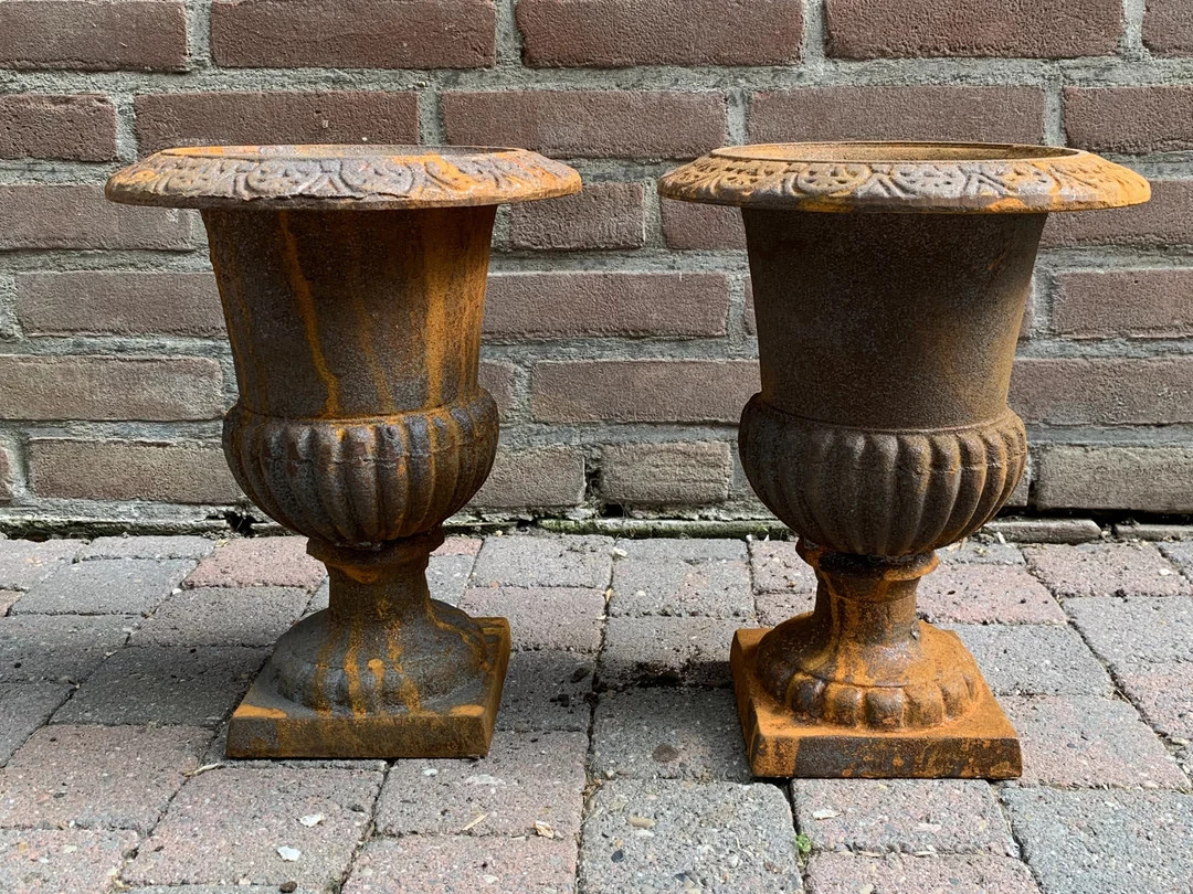 Pair of Cast Iron Urn Vases / Planters Outdoor Decoration Home Decor & Outdoor - Etsy | Etsy (US)