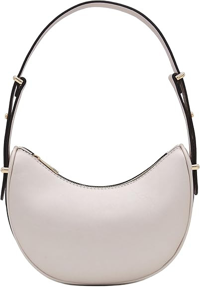 Small Crescent Smooth Faux Leather Underarm Shoulder Bag | Amazon (US)