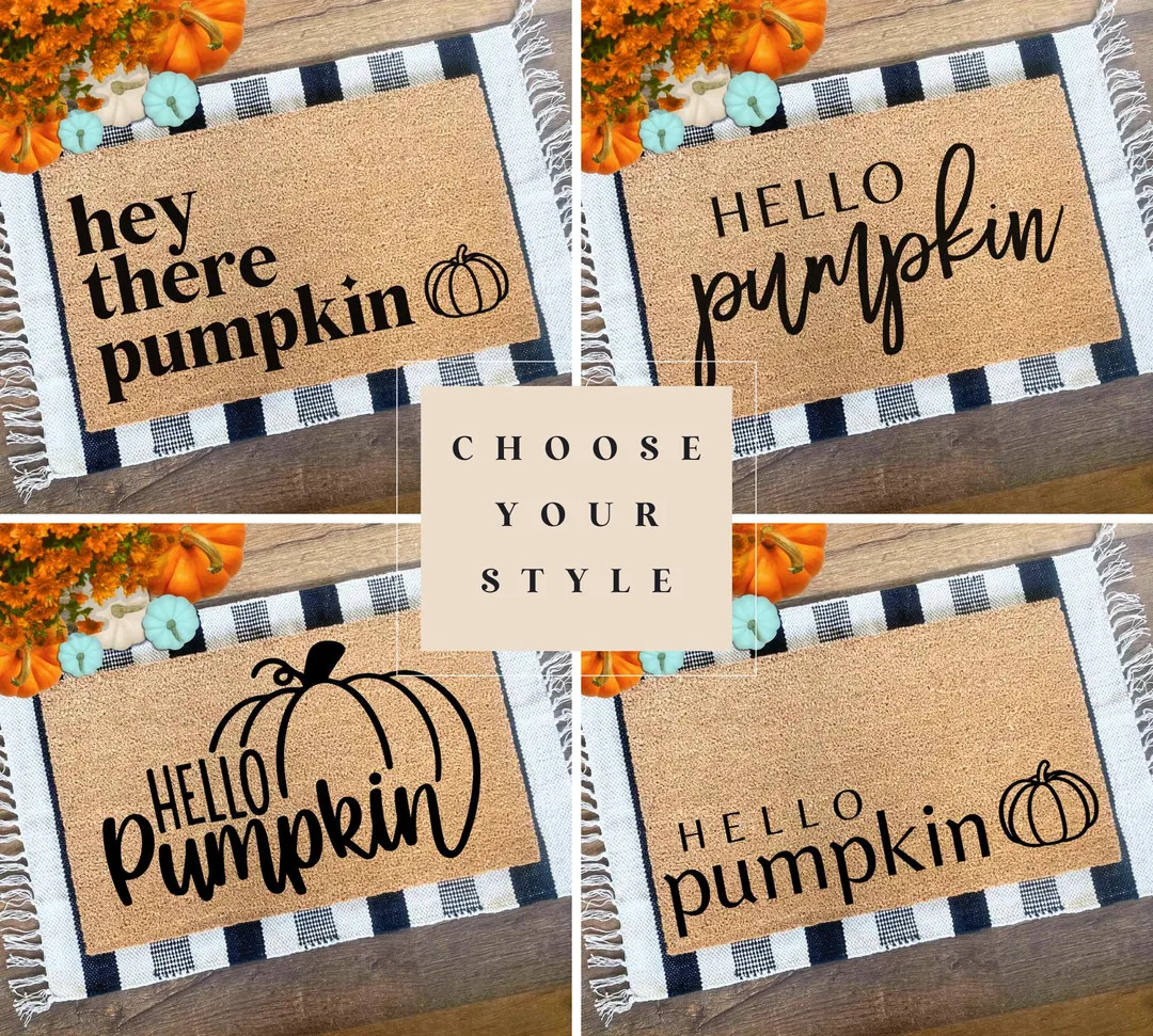 Custom Pumpkin Doormat | Fall Decor | Fall Door Mat | Custom Door Mat| Fall Home Decor | Hello Pu... | Etsy (US)