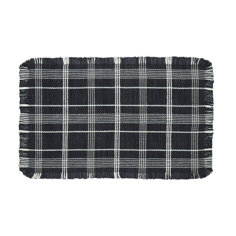 Better Homes & Gardens Farmhouse Plaid Cotton-Wool Area Rug, Black/White, 30" x 46" - Walmart.com | Walmart (US)