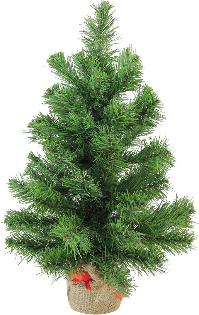 Northlight Pine Artificial Christmas Tree in Burlap Base, 18", Green | Amazon (US)