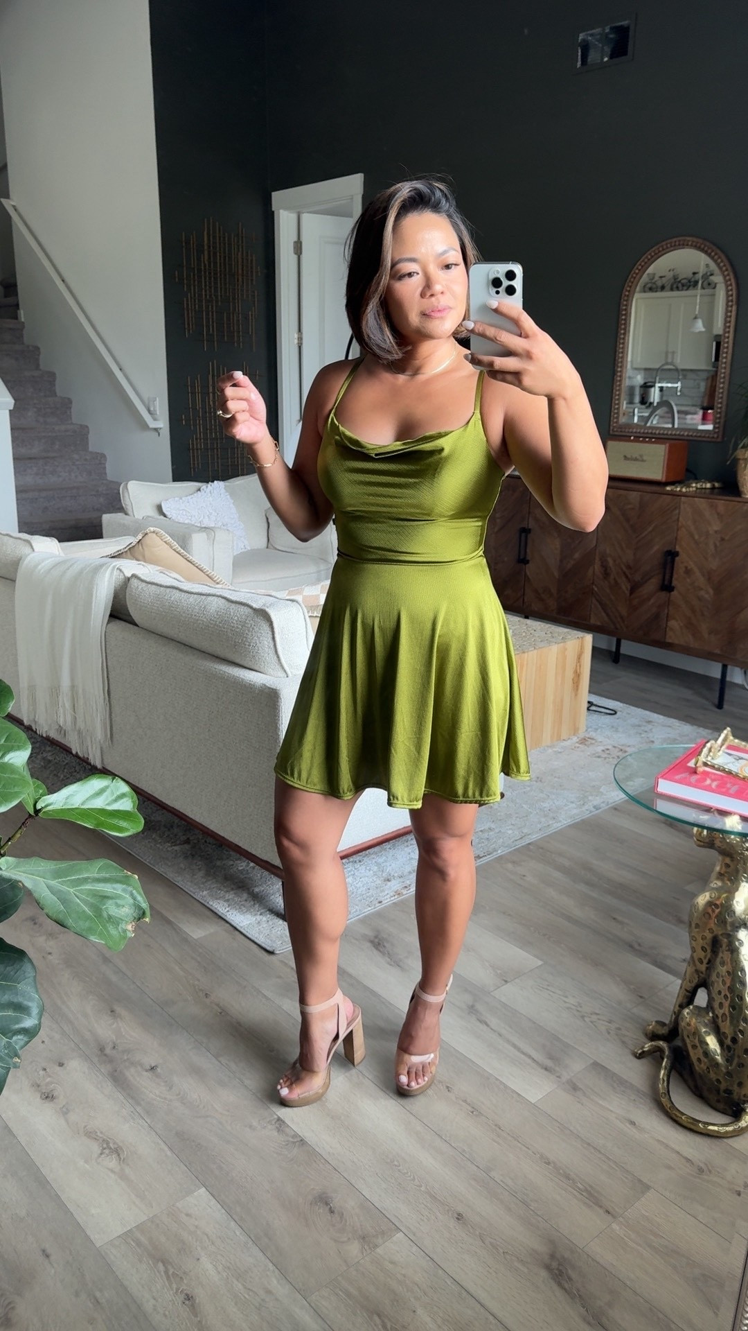 Built in shapewear dress 💚
My shoes are from Steve Madden, but no longer sell this style. Tagged something similar .