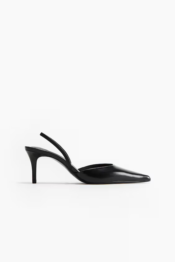 Pointed slingback court shoes - Black - Ladies | H&M GB | H&M (UK, MY, IN, SG, PH, TW, HK)