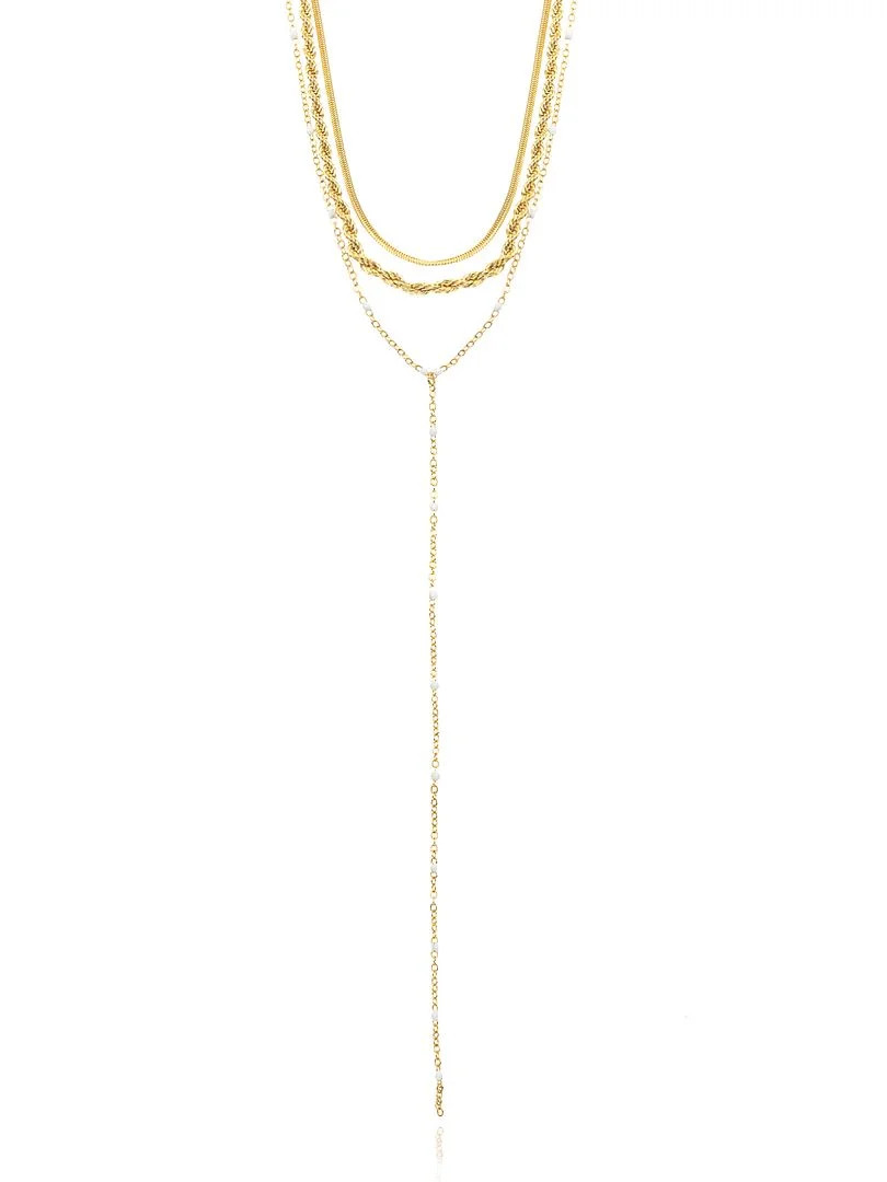 Time and Tru Women's Goldtone Lariat Necklace Set, 3 Pieces | Walmart (US)