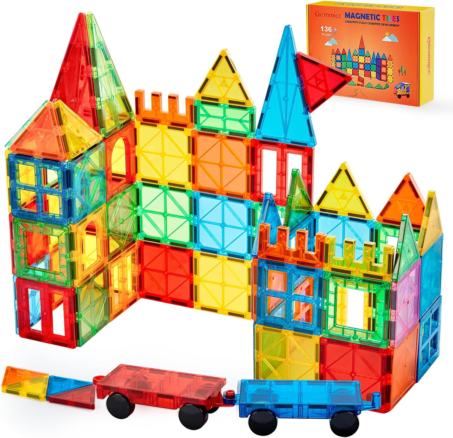 Magnetic Tiles, Deluxe 136 PCS Building Blocks Magnet Toys for Kids,3D Magnet Puzzles Stacking Bl... | Amazon (US)