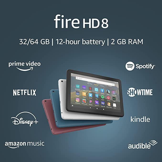 Fire HD 8 tablet, 8" HD display, 32 GB, (2020 release), designed for portable entertainment, Twil... | Amazon (US)