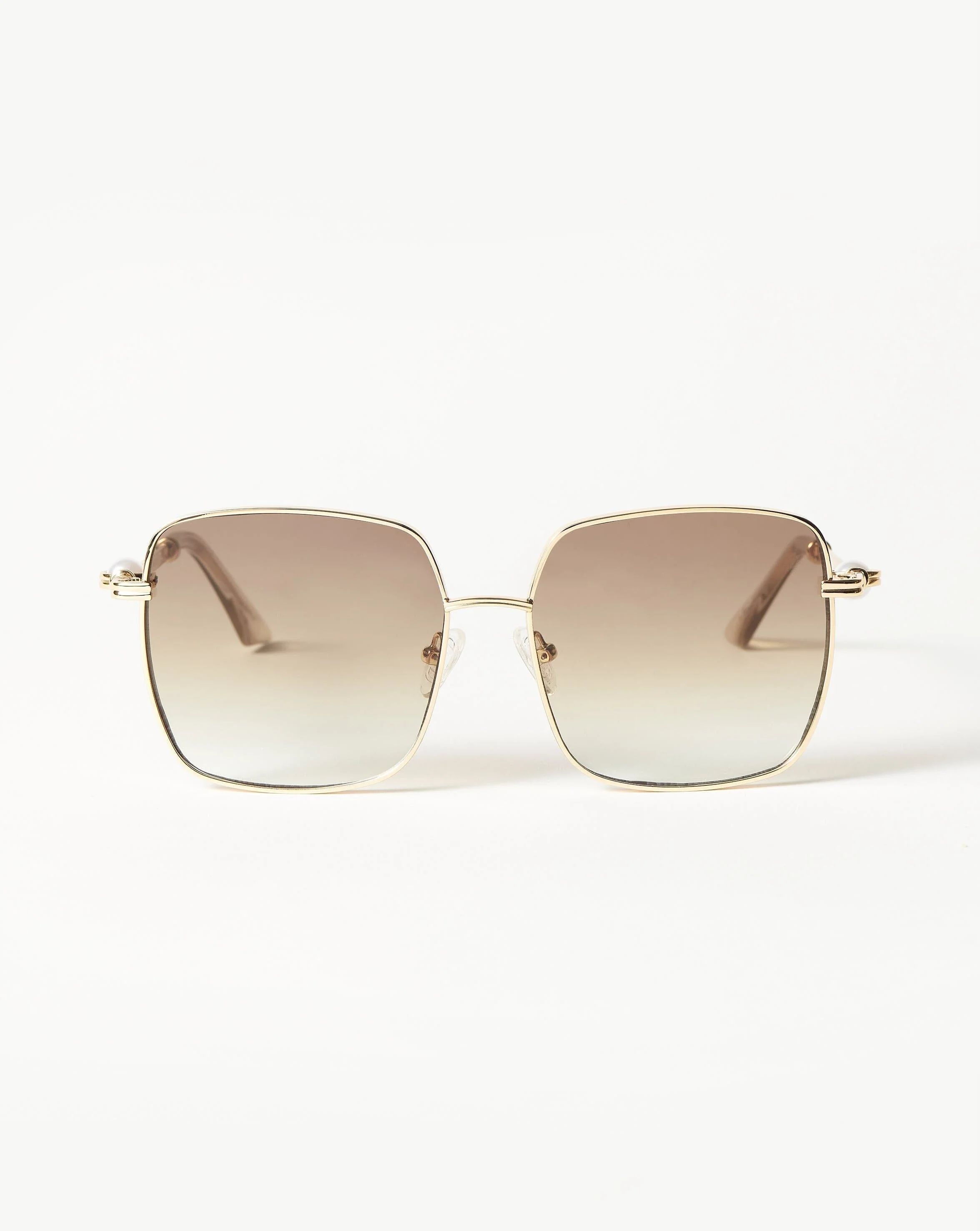 Le Specs Aquarius Sphere Oversized Square Sunglasses | Gold/Pearl | MIssoma UK