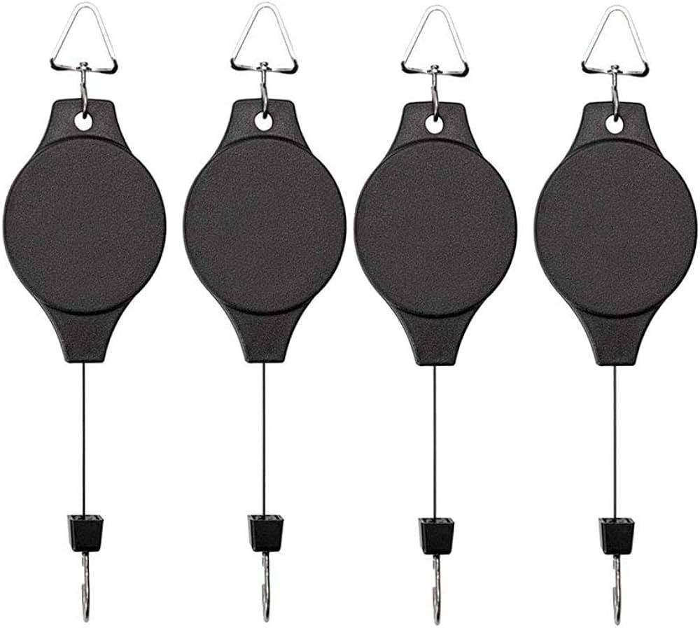 Lythor 4 Pack Plant Hook Pulley, Retractable Plant Hanger Easy Reach Hanging Flower Basket for Ga... | Amazon (US)
