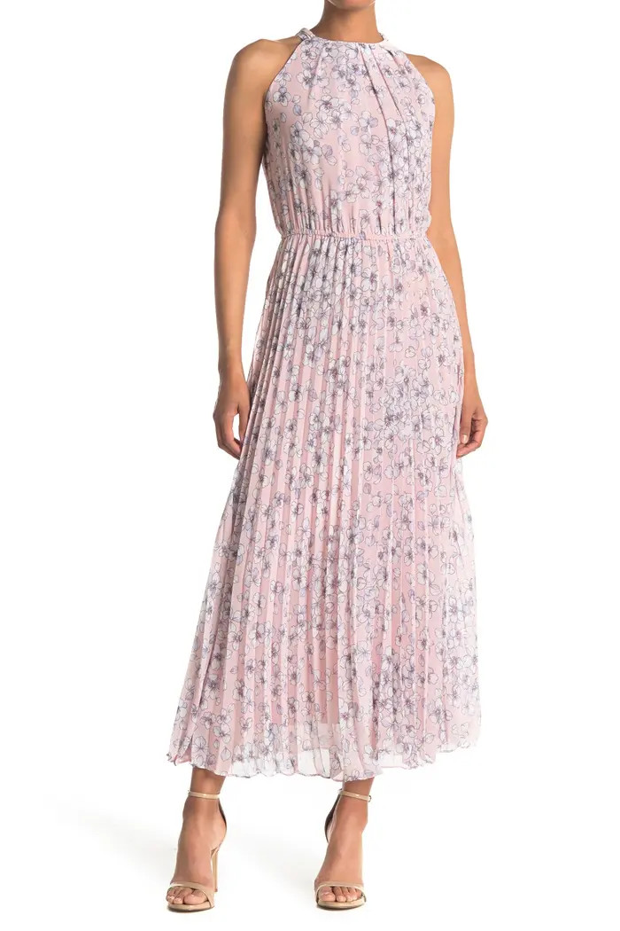 SANDRA DARREN Floral Sleeveless Pleated Chiffon Maxi Dress | Nordstromrack | Nordstrom Rack