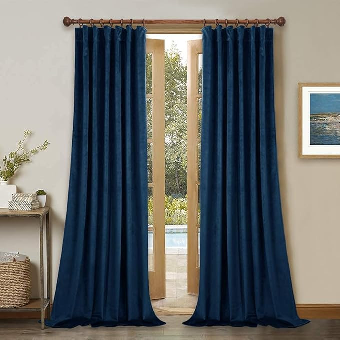 StangH Super Soft Velvet Curtains - Luxury Decoration Navy Blue Curtains Velvet Drapes 2 Panel Se... | Amazon (US)