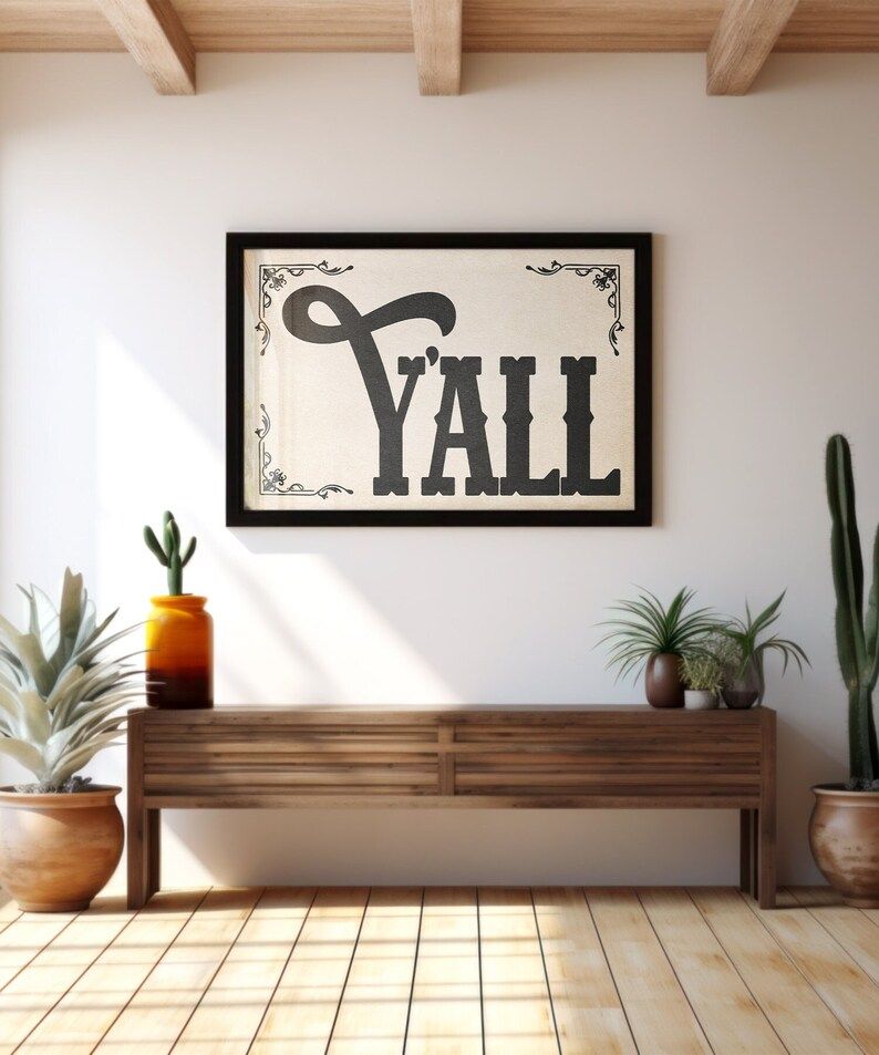 Y'all Typography Poster Gift for Home Western Wall Art - Etsy | Etsy (US)