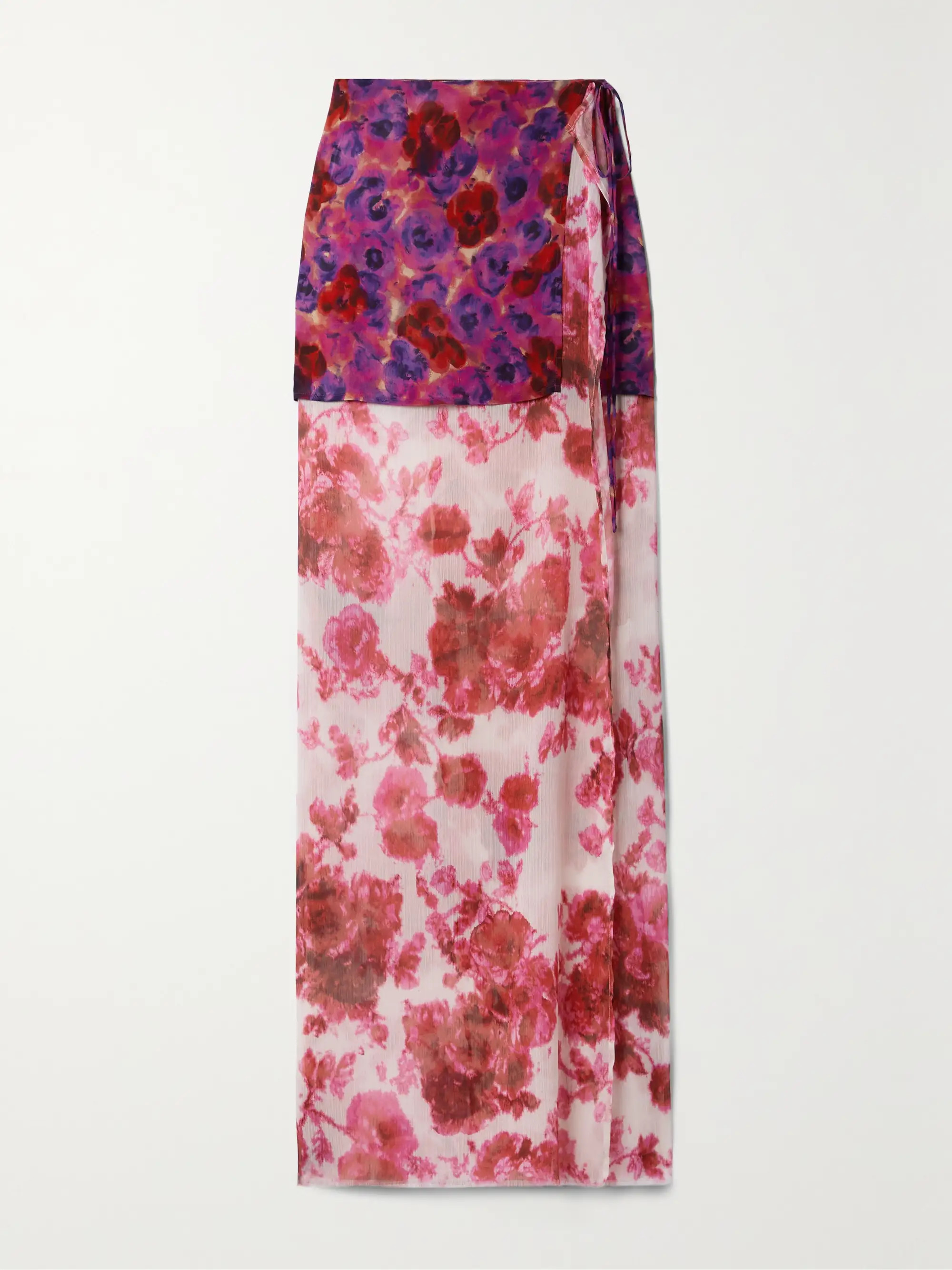 Layered floral-print crepon wrap maxi skirt | NET-A-PORTER (UK & EU)