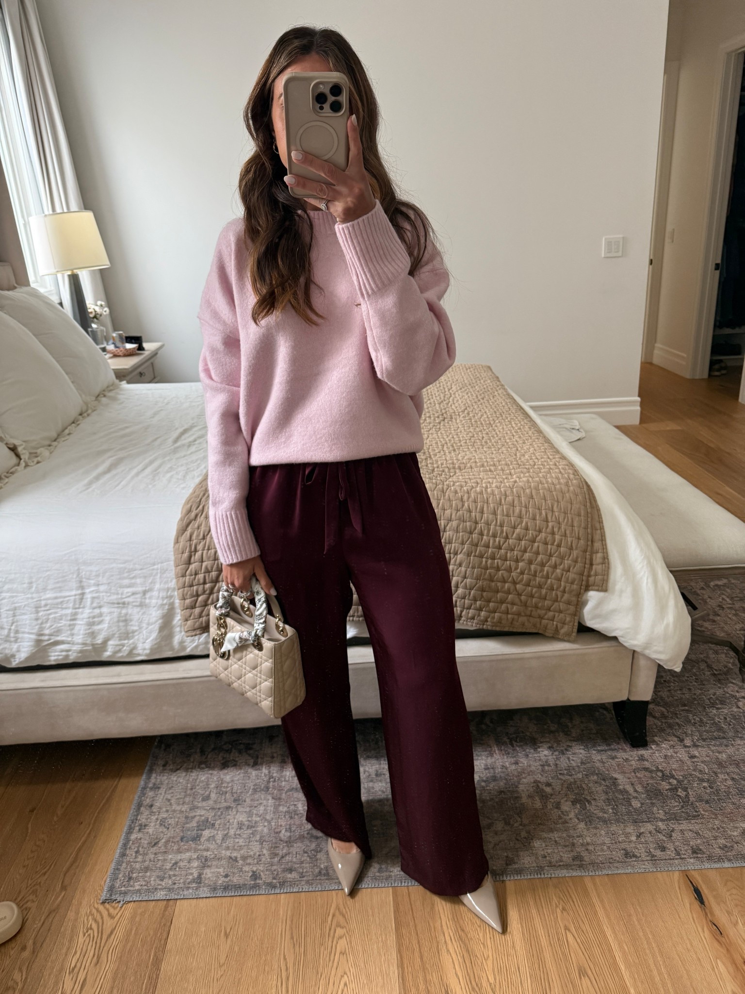 Love this color combo. Pink and burgundy outfit 

#LTKHoliday #LTKOver40 #LTKootd