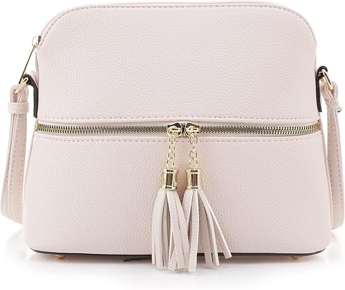 SG SUGU Lunar Lightweight Medium Dome Crossbody Bag Shoulder Bag with Tassel | Zipper Pocket | Ad... | Amazon (US)