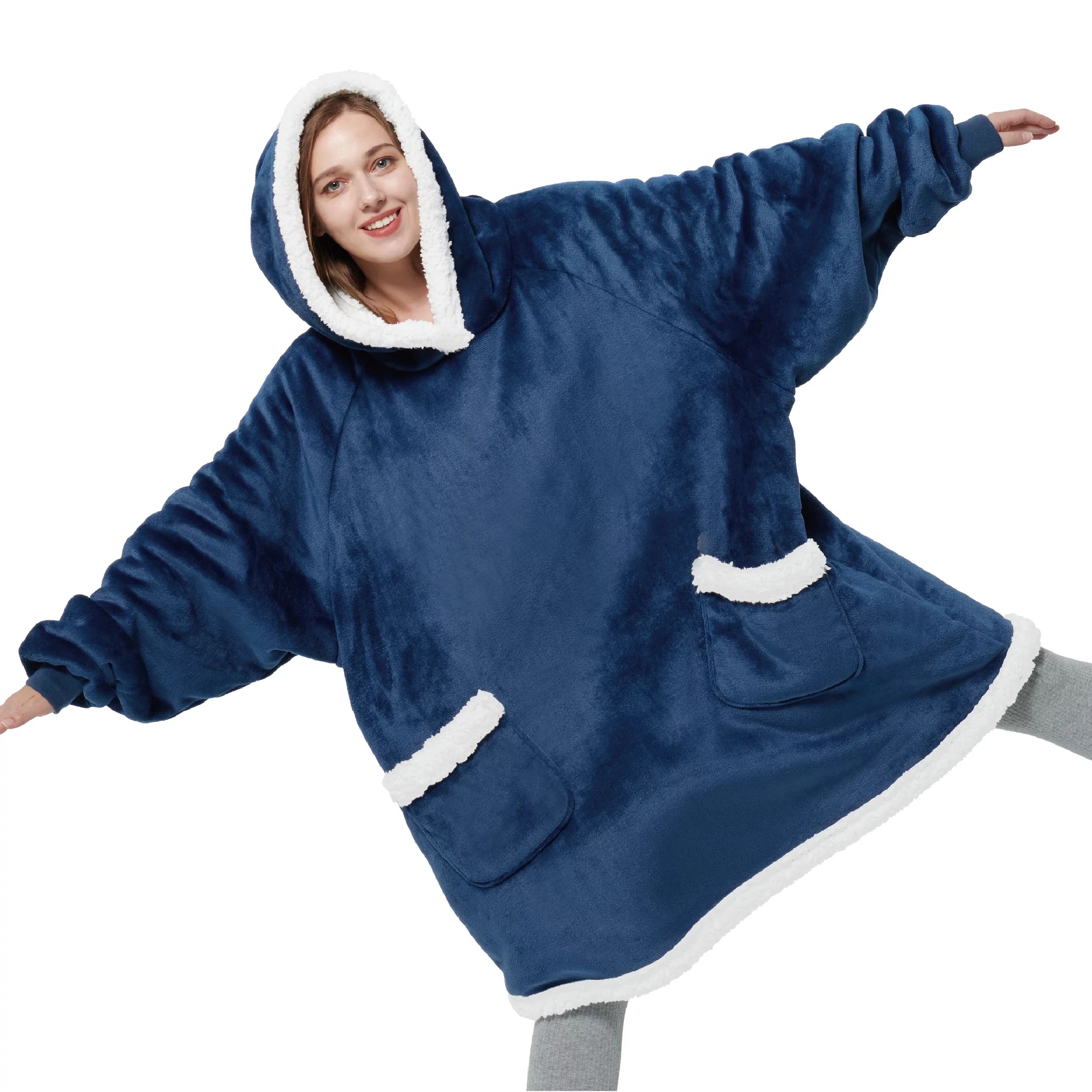 Bedsure Wearable Blanket Hoodie, Sherpa Hoodie Blanket with Giant Pocket, Warm&cozy, Standard, Na... | Walmart (US)