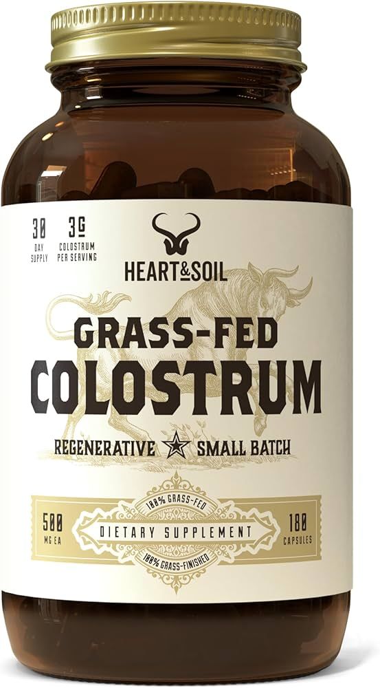 HEART & SOIL Grass-Fed Colostrum (180 Capsules) – Dietary Supplement for Skin Health & Exercise... | Amazon (US)