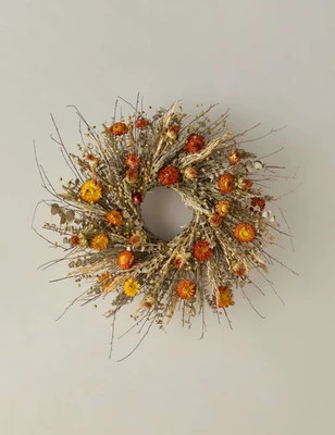 Dried Strawflower and Wild Grass Wreath, Warm | Lulu and Georgia 