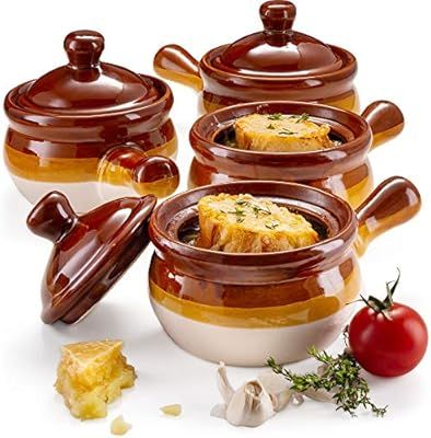 Gibson French Onion Soup Crock Bowls with Handles, 15 Ounce - Set of 4 | Amazon (US)