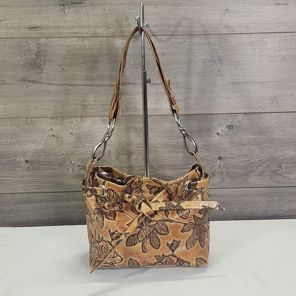 Cuoieria Fiorentina Italian Embossed Tooled Leather Shoulder Bag | Poshmark