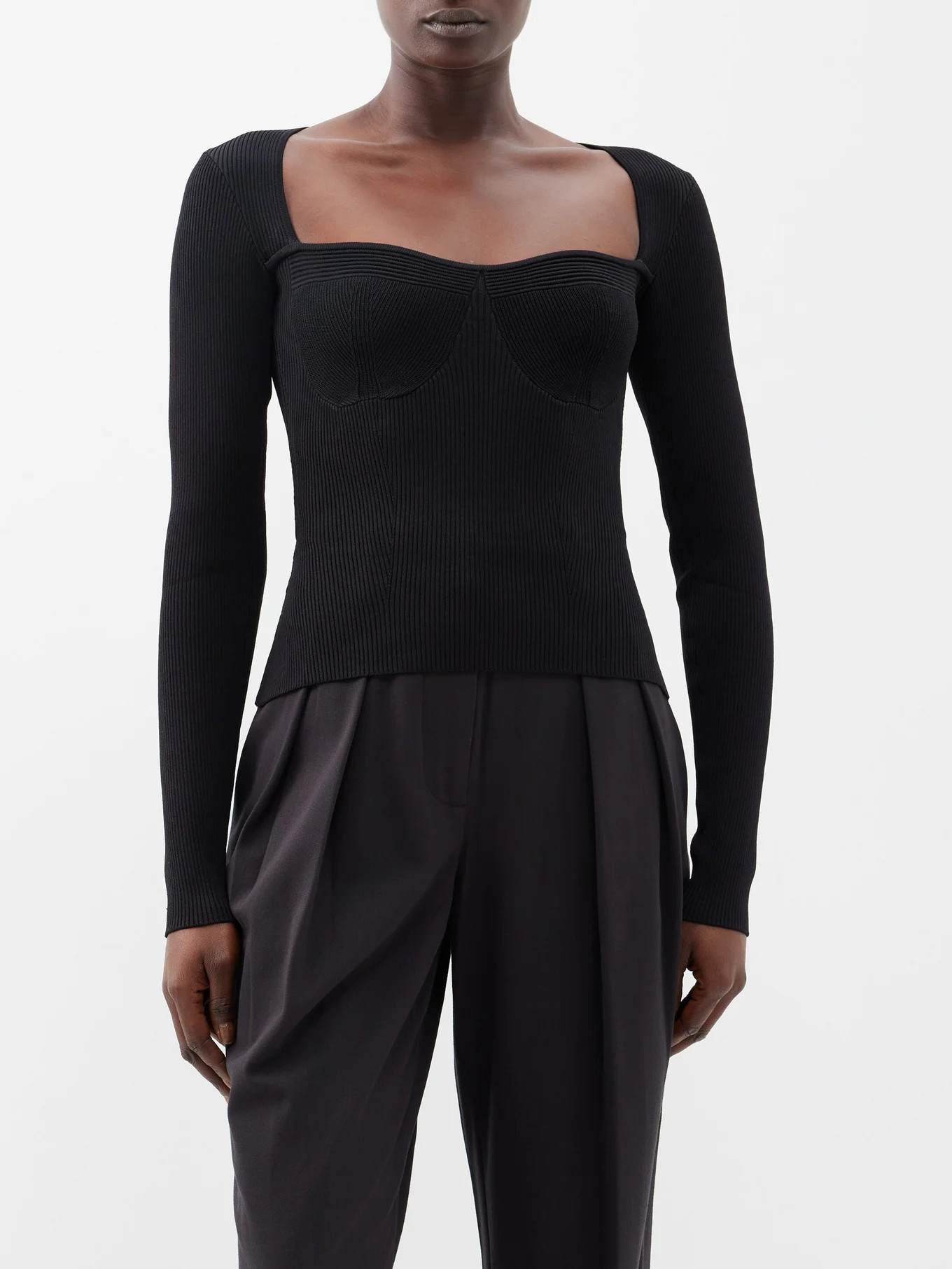 Sweetheart-neckline ribbed-knit top | Staud | Matches (US)