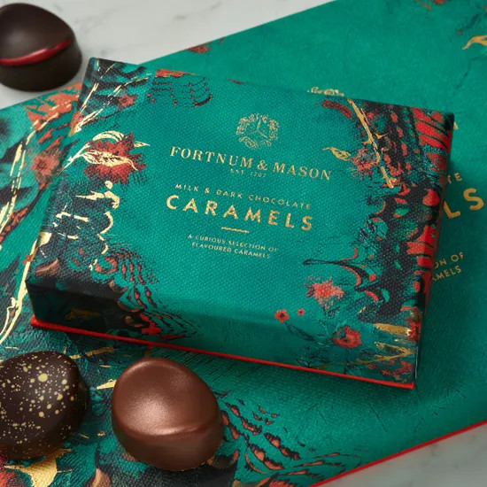 Milk & Dark Chocolate Caramels Selection Box, 54g | Fortnum & Mason