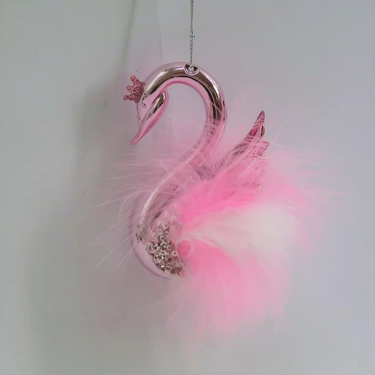 Holiday Time Pink Feather Swan With Crown Christmas Ornament New With Tag - Walmart.com | Walmart (US)