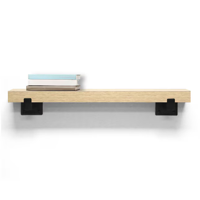 allen + roth 23.6-in L x 4.75-in D x 3.93-in H Natural Oak MDF Rectangular Bracket shelf | Lowe's