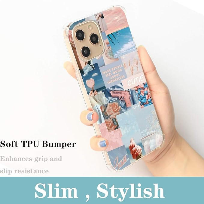 Arste Case for iPhone 12 Pro Max, Vintage Vibe Collage Aesthetic Retro Cutie Pink Rose Slim Case ... | Amazon (US)
