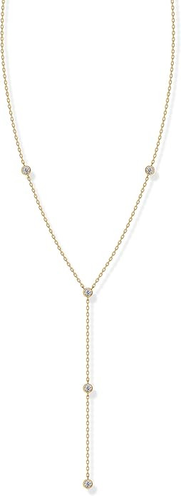 PAVOI 14K Gold Plated Cubic Zirconia Lariat Chain Y Necklace for Women | Amazon (US)