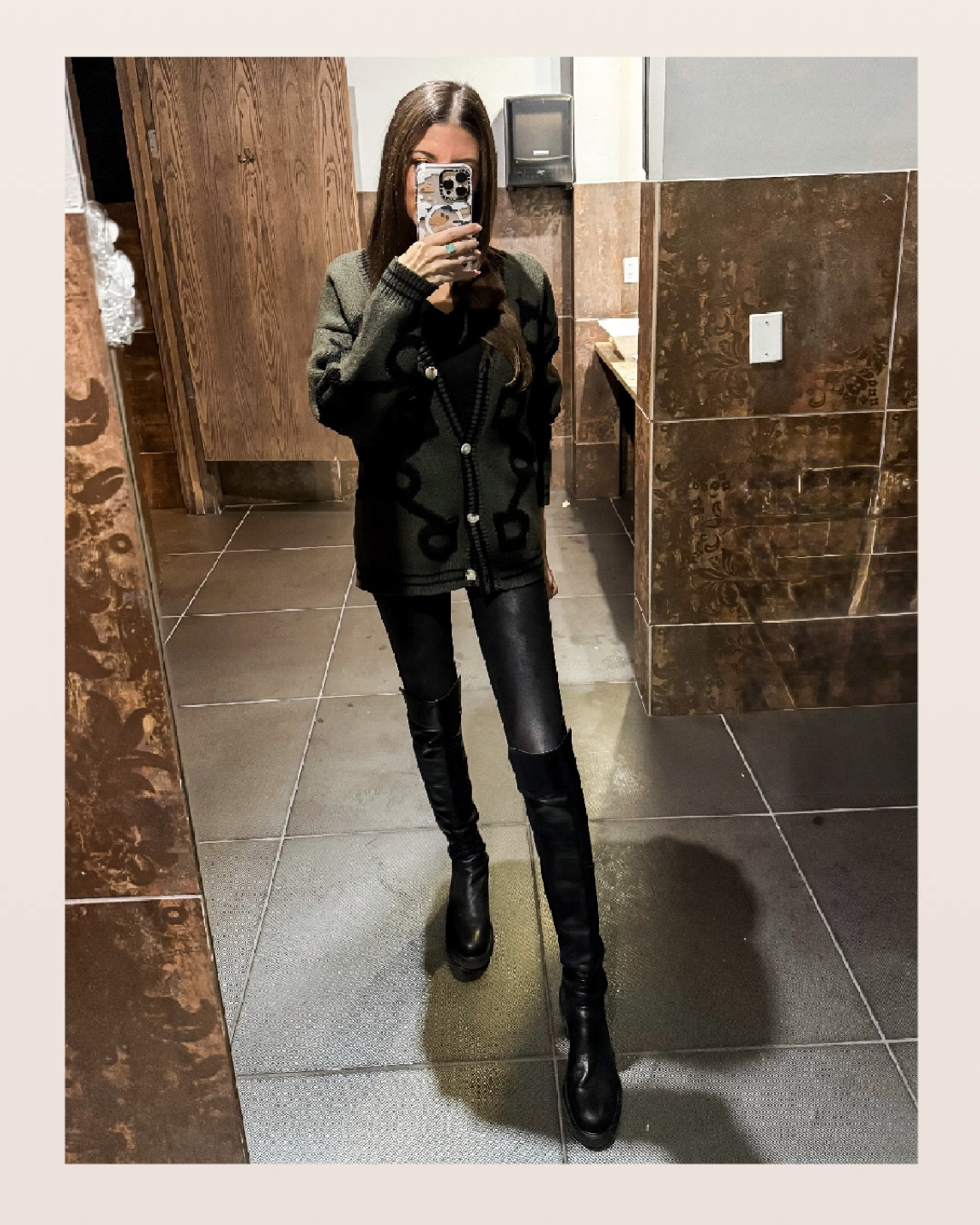Because not every Valentine’s vibe has to be hearts and pinks 🖤

Channeling my dark romance mood in this edgy-but-chic fit: oversized olive cardigan with bold detailing, sleek faux leather leggings, and my go-to over-the-knee boots for a look that says ‘roses are red, but I’m into black.’ 

Perfect for a night out or staying in with moody playlists and red wine. 🍷🖤

Who says Valentine’s has to be sweet? 
Let’s make it sultry. Links to recreate this alternative V-Day slay are up now! 💋

#valentines #datenight 

#LTKStyleTip