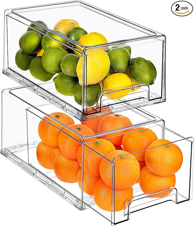 Sorbus Fridge Drawers - Clear Stackable Pull Out Organizer Bins - Food Storage Containers for Kit... | Amazon (US)