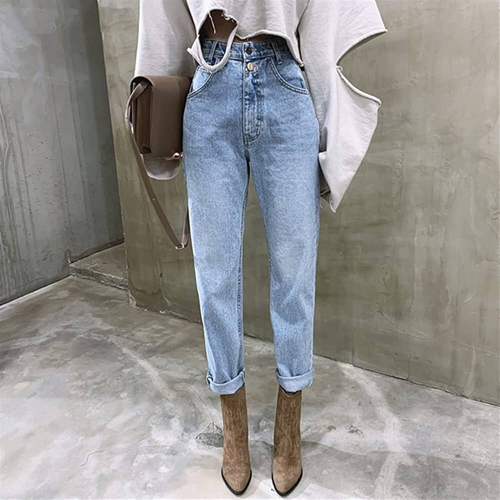 TYLC Vintage High Waist Straight Jeans Pant for Women Streetwear Female Denim Jeans Buttons Zippe... | Amazon (US)