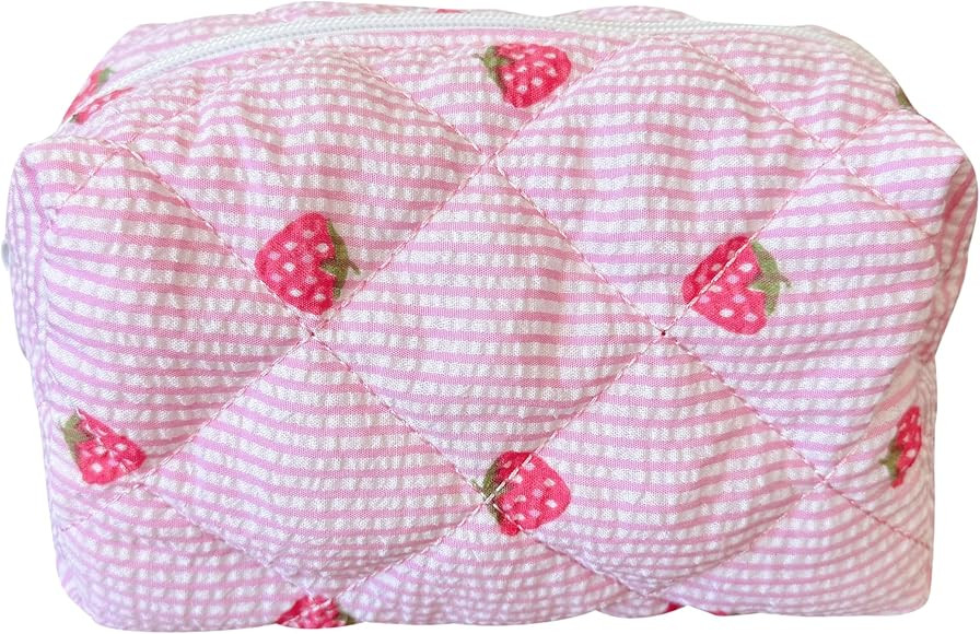 Cotton Quilted Makeup Bag Coquette Accessories Make up Bag Organizer Cute Floral Cosmetic Pouch T... | Amazon (US)