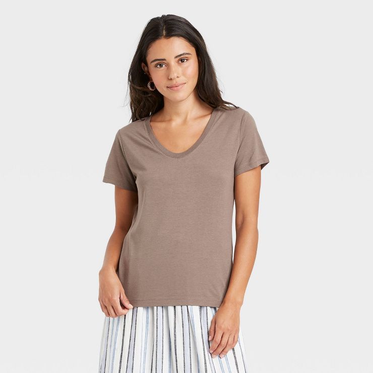 Women's Short Sleeve Slim Fit Scoop Neck T-Shirt - A New Day™ | Target