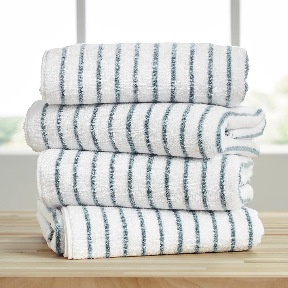 4 Pack Cotton Cabana Stripe Beach Pool Towels (Set of 4) | Wayfair North America