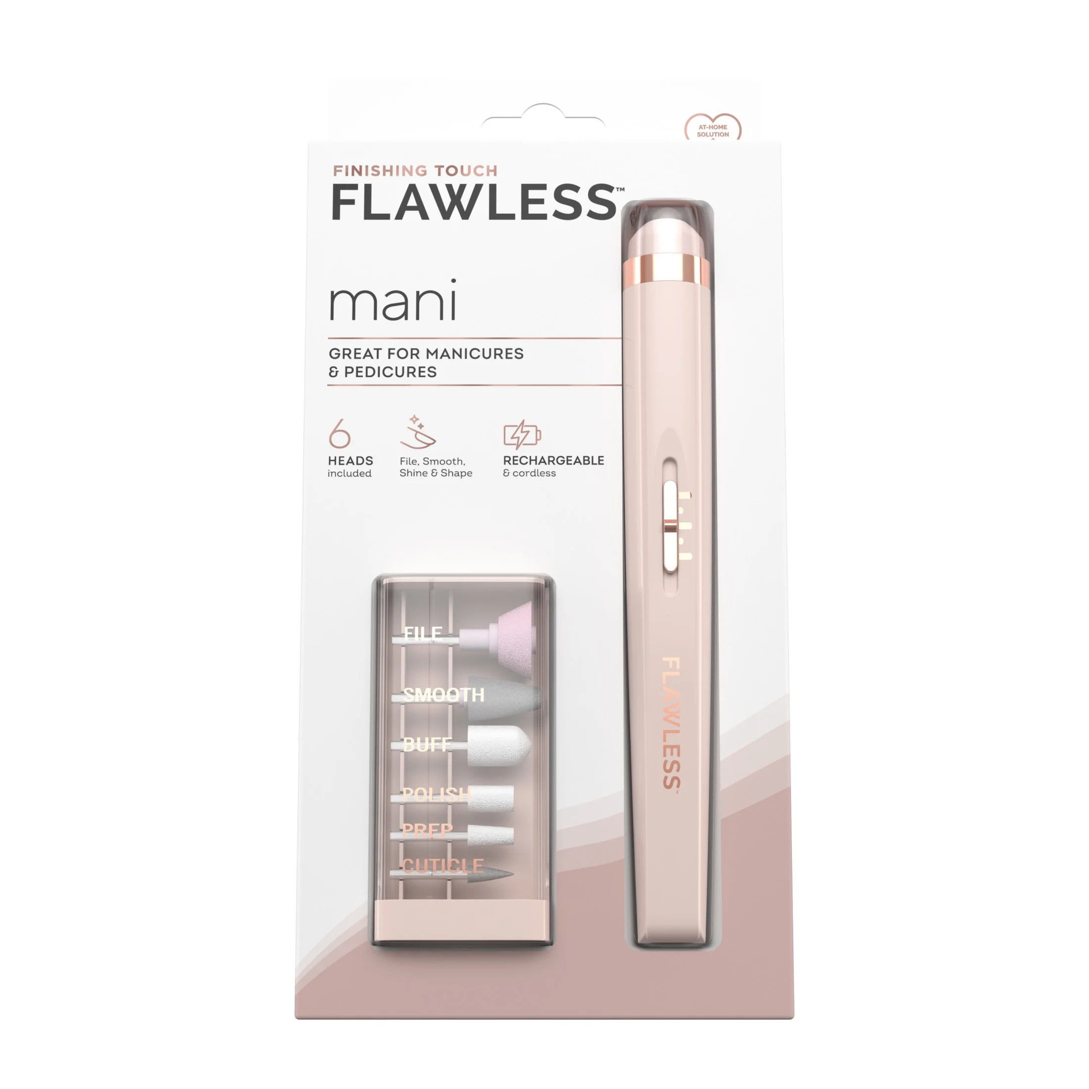 Finishing Touch Flawless Salon Nails Rechargeable Mani Device with 6 Attachments, Pink | Walmart (US)