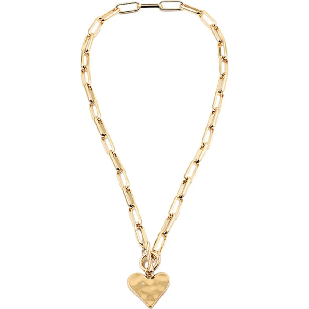 Erin McDermott Jewelry Hammered Heart Toggle Necklace in Gold at Nordstrom | Nordstrom