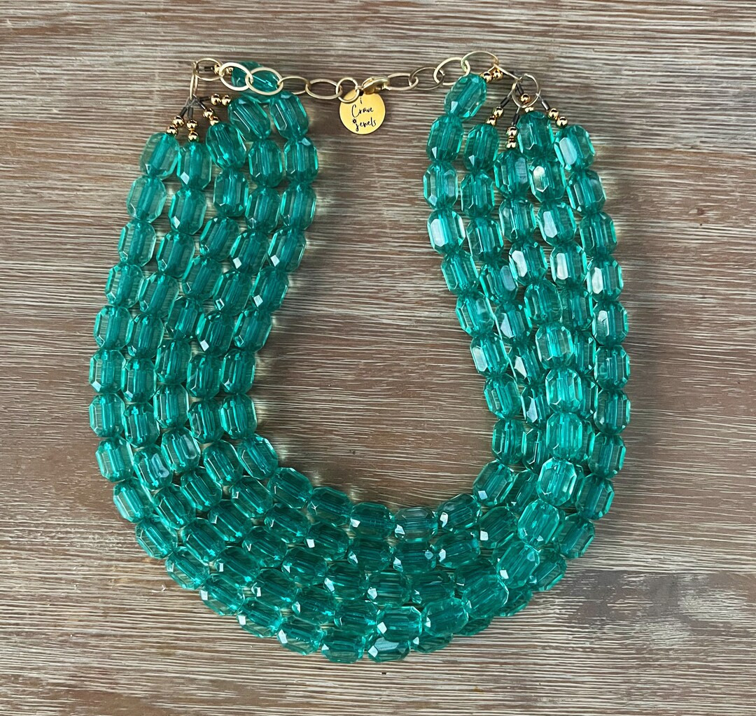 Statement Necklace Bridesmaid Jewelry SPARKLING Caribbean Necklace Wedding Jewelry Statement Jewl... | Etsy (US)