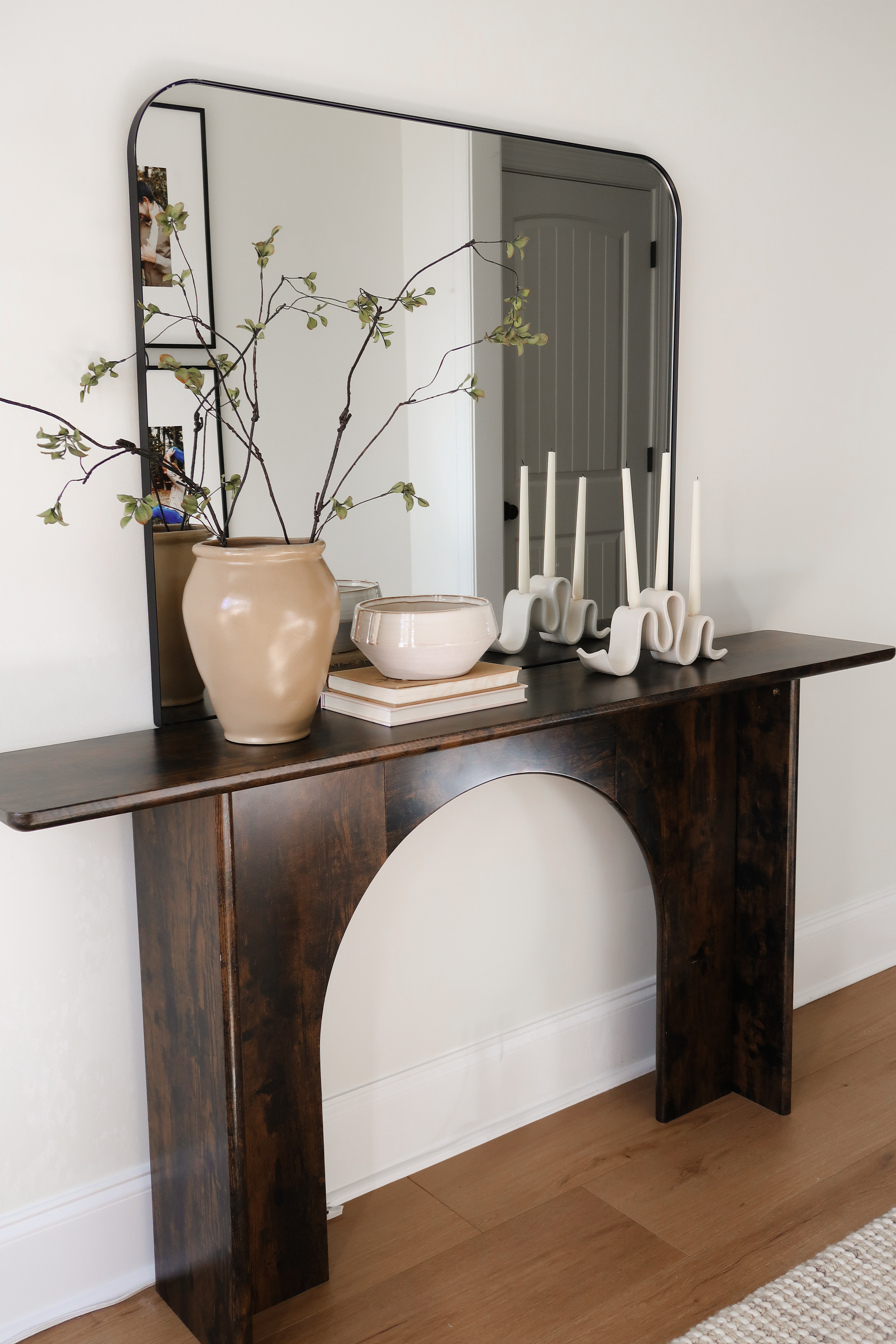 My new entryway setup! 😍 Love how bright this space looks for the New Year 🤎 This console table is from Amazon and is a great option if you are looking for something affordable!

Organic modern home, organic modern console table, console table, Amazon, Target, affordable styling. 

#LTKStyleTip #LTKHome #LTKSaleAlert