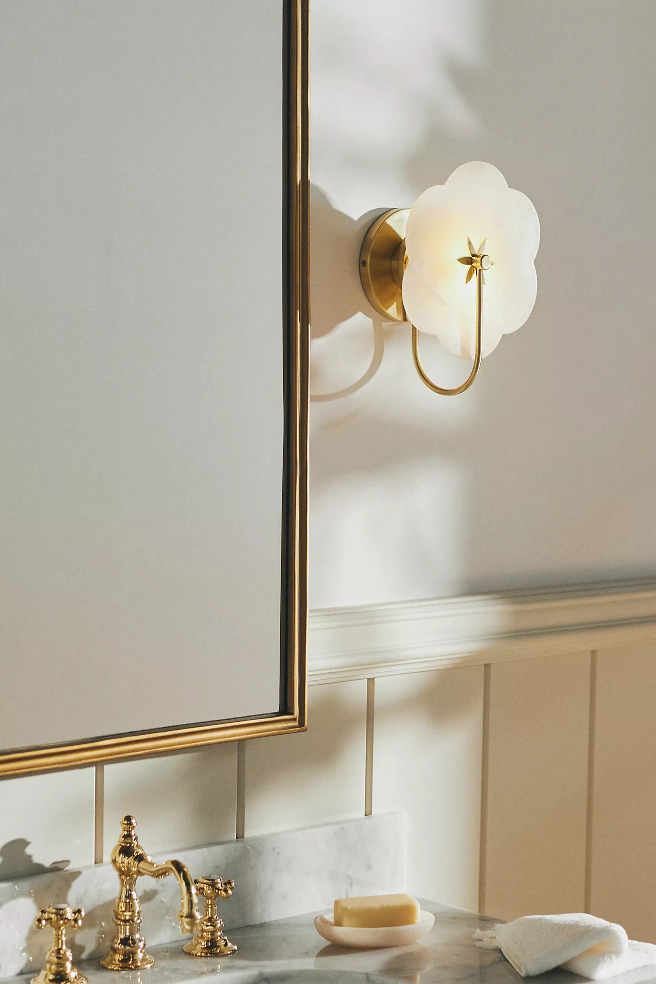 Leela Flower Alabaster Bath Sconce Wall Light | Anthropologie (US)