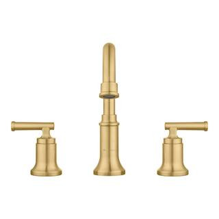 Oswell 8 in. Widespread Double-Handle High-Arc Bathroom Faucet in Brushed Gold | The Home Depot