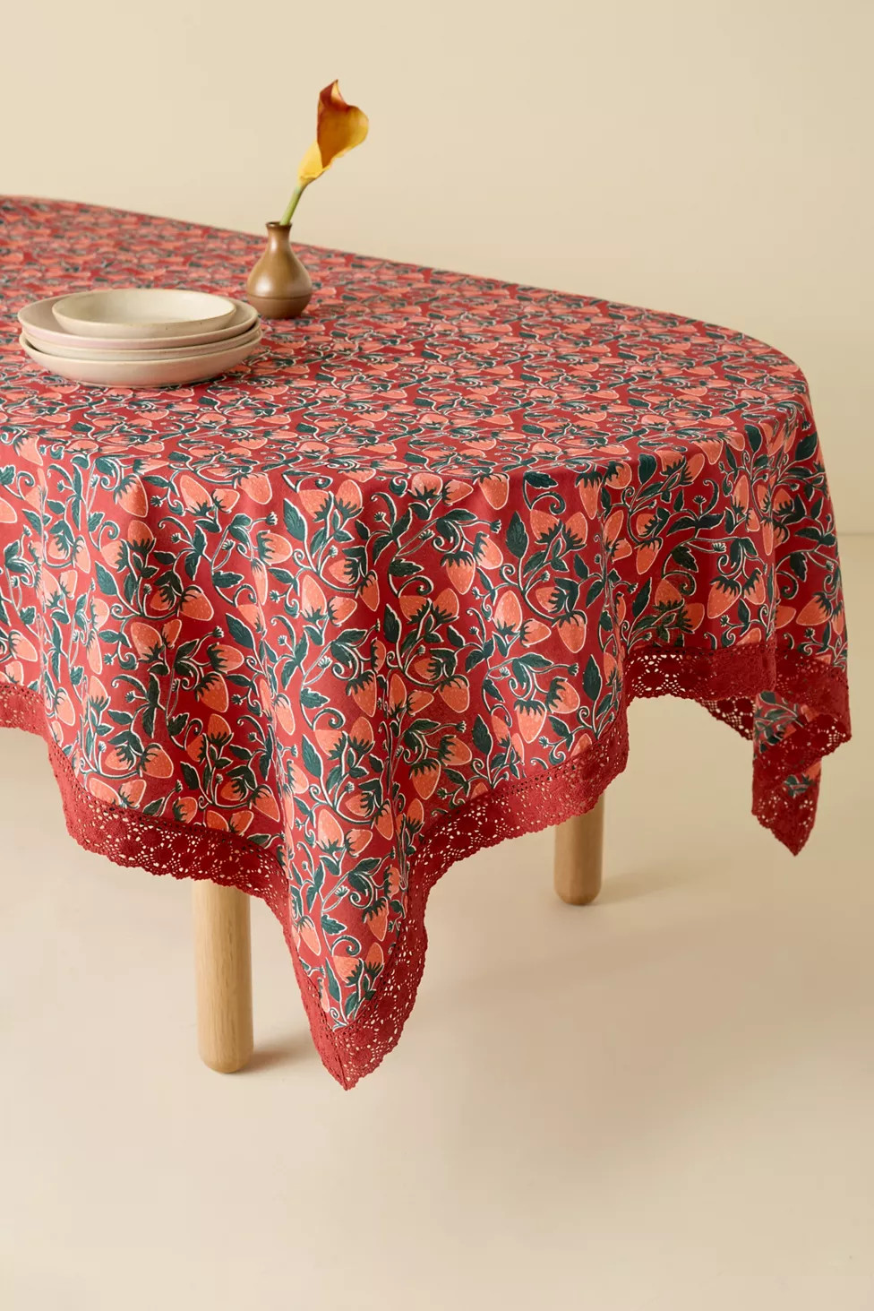 Strawberry Pattern Crochet Edge Tablecloth | Urban Outfitters (US and RoW)