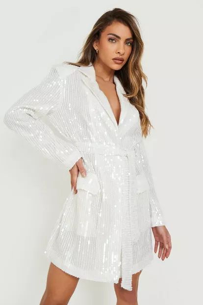 Oversized Sequin Blazer Dress | Boohoo.com (US & CA)