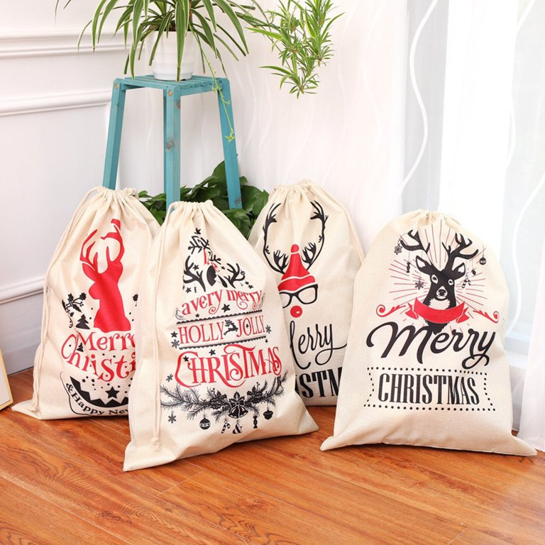 Riguas Large Drawstring Linen Gift Bag Candy Presents Storage Container for Christmas | Walmart (US)